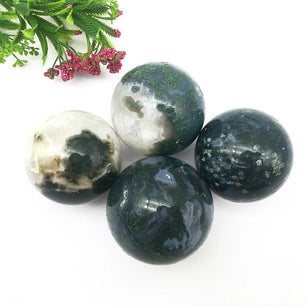 Moss Agate Crystal Sphere - for Abundance and Growth